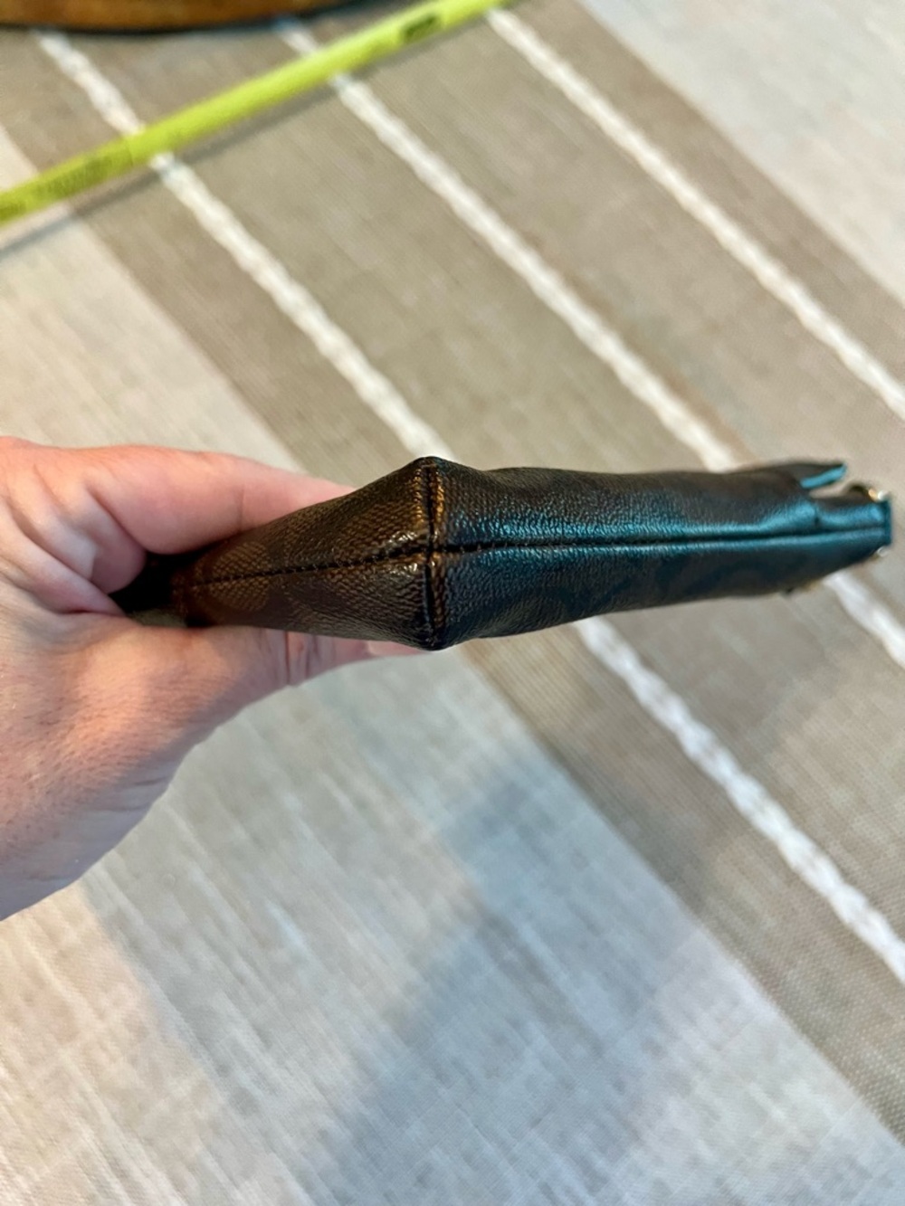 🤎Coach Brown/Black Signature Wristlet + Matching Leather Zip Pouch - Picture 7 of 11